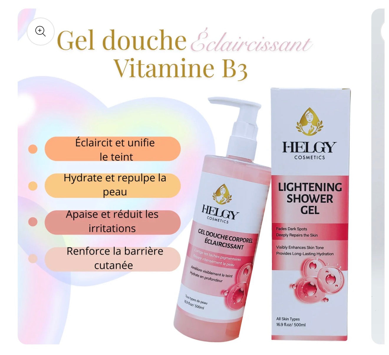 Gel de douche éclaircissant à la niacinamide et vitamine c